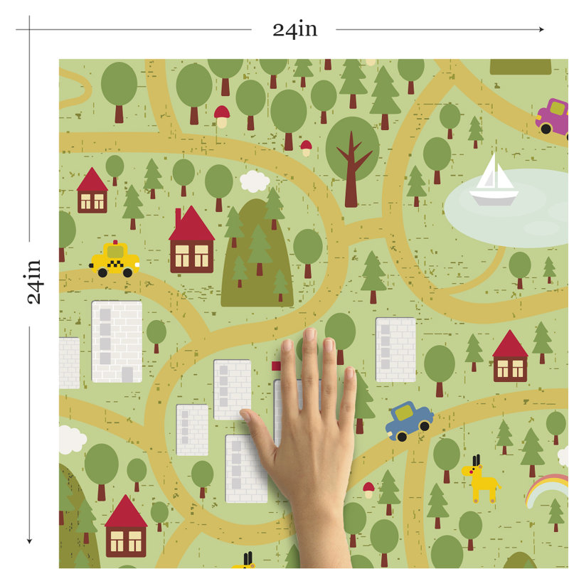 Panneau de papier peint amovible et adhésif map children Warrick, L 48 po x l 24 po