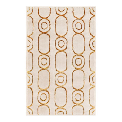 Latitude Run® Column Nikica Rug White and Gold