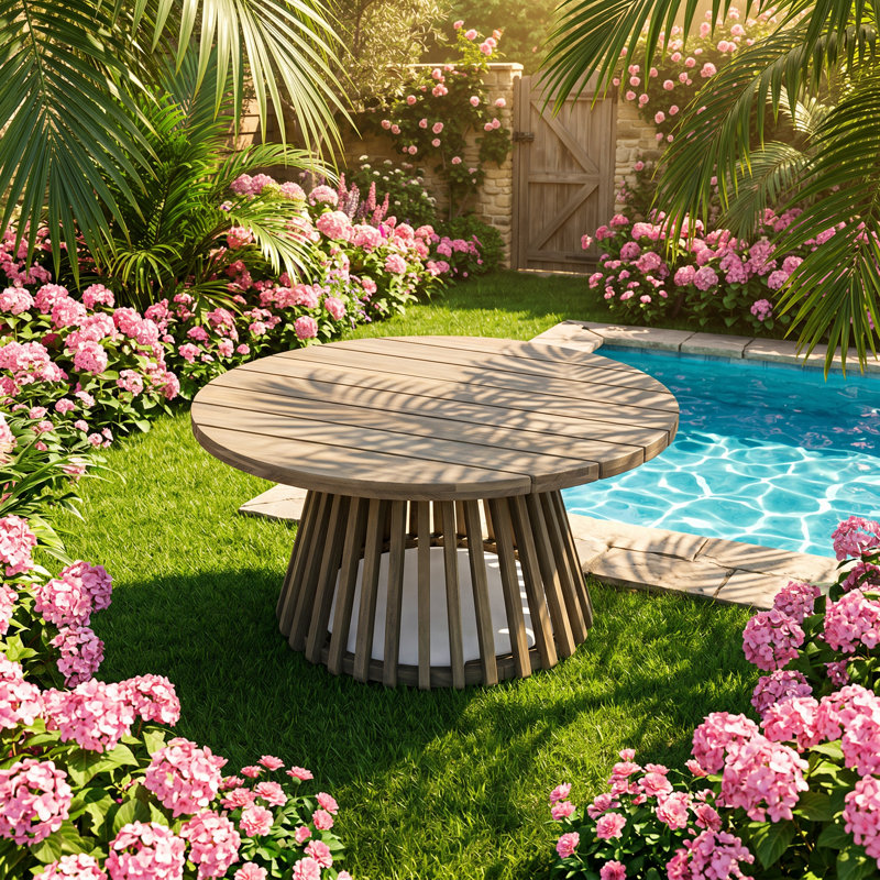 Christopher Knight Home 31.5" W x 31.5" D x 16" H Acacia Wood Round Outdoor Coffee Table, 16" H x 31.5" L x 31.5" W