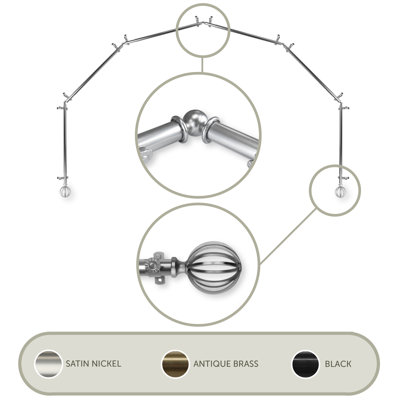 Burma Adjustable Bay Window Single Curtain Rod