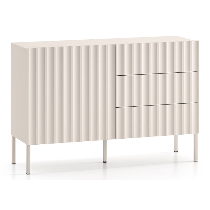 Chest of Drawers with Drawers and Fluted Fronts 113 cm Light Beige