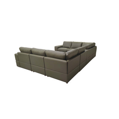 Modular Sectional Sofa With Large Square Arms, Top-Grain Leather-Match Upholstery, Fully Customizable Layout And Effortless Assembly.