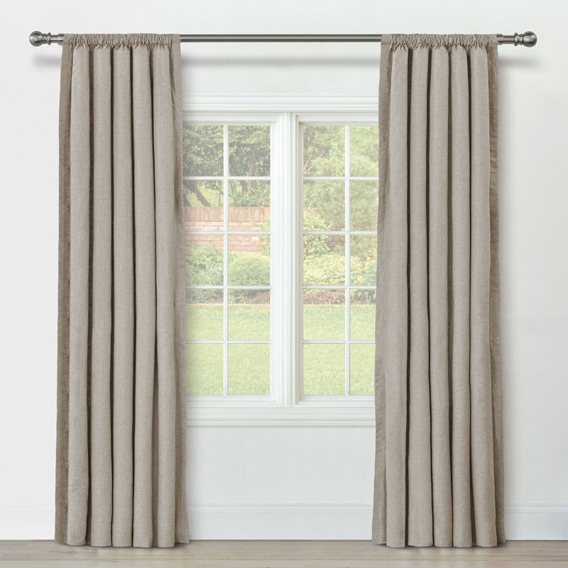 Brisa Linen Blend Room Darkening Curtain, Natural, 96" W x 84" L