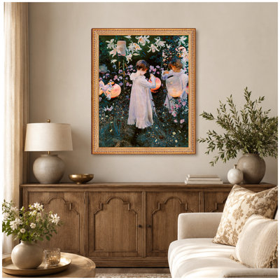 Reproduction d'art classique avec œillets, lis, lis, rose John Singer Sargent. Estampe numérique sur toile encadrée