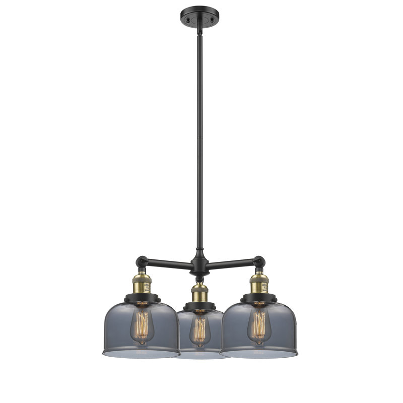 Lustre classique / traditionnel à 3 lumières Arakel, Plaqué couleur fumée, Cuivre antique, Ampoule DEL rétro de 3,5 watts