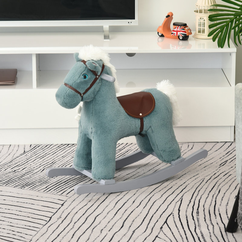 Cheval à bascule en peluche pour enfants, Bleu