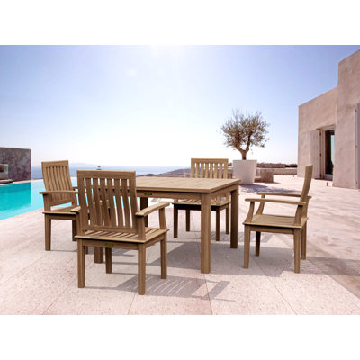 Drusilla 4 - Person Teak Wood Patio Dining Set with Square Table