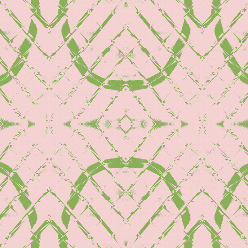 Diamond Link, Green on Pink, Paper