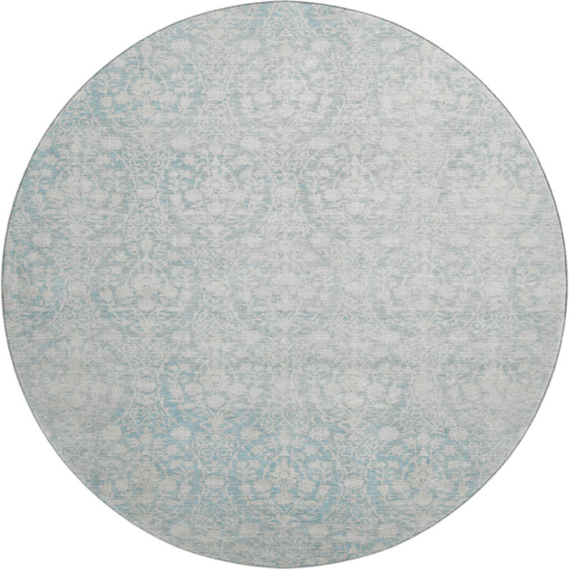 Premium Machine Washable Glanton AMF1231 Damask Rug, Round 8'