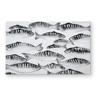 Gray Shoal of Fish Door Mat - White Animals Home Decor