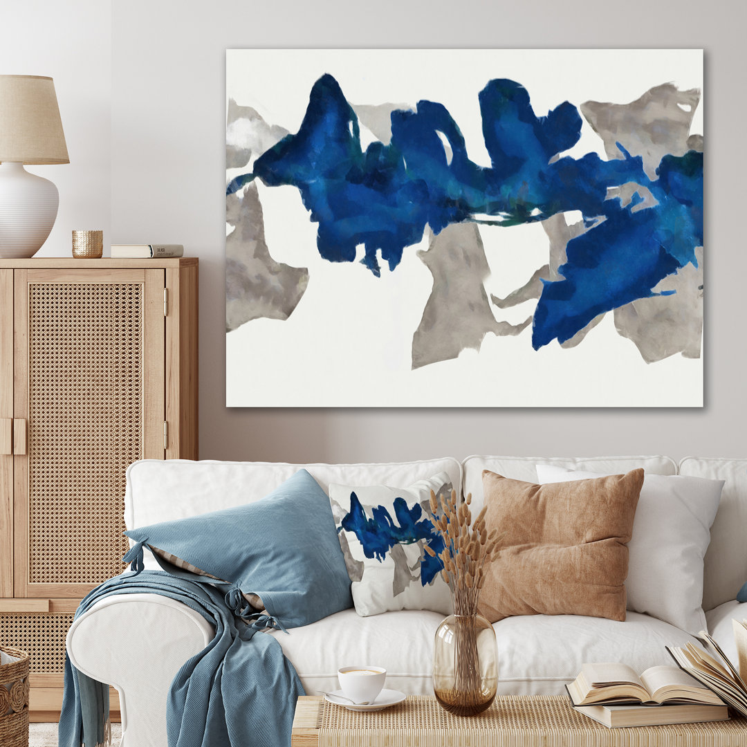 " Gouache Sapphire On Gray " East Urban Home 