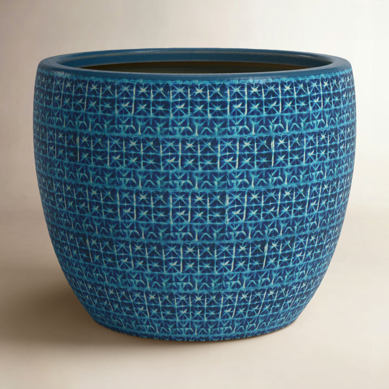 Pot de fleurs en céramique Shawna, Bleu