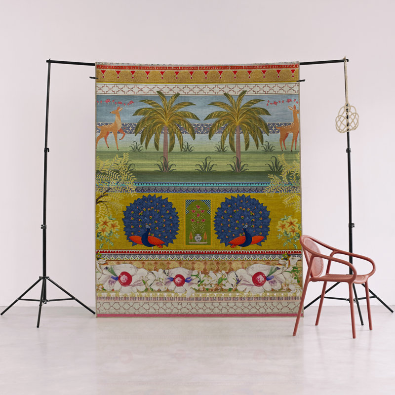 Tropical Forest-Themed Multi-Colored Tree Patterned Creative Modern Decorative Rug, Runner 3'3" x 9'10"
