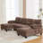 103.5" U-Shaped Chenille Fabric Sectional With Dual Chaise Lounges, Storage Pockets And Soft Armrest Pillows, Suitable For A Stress - Home Brown Couch Two Side Great Relaxed Gathering-753045850