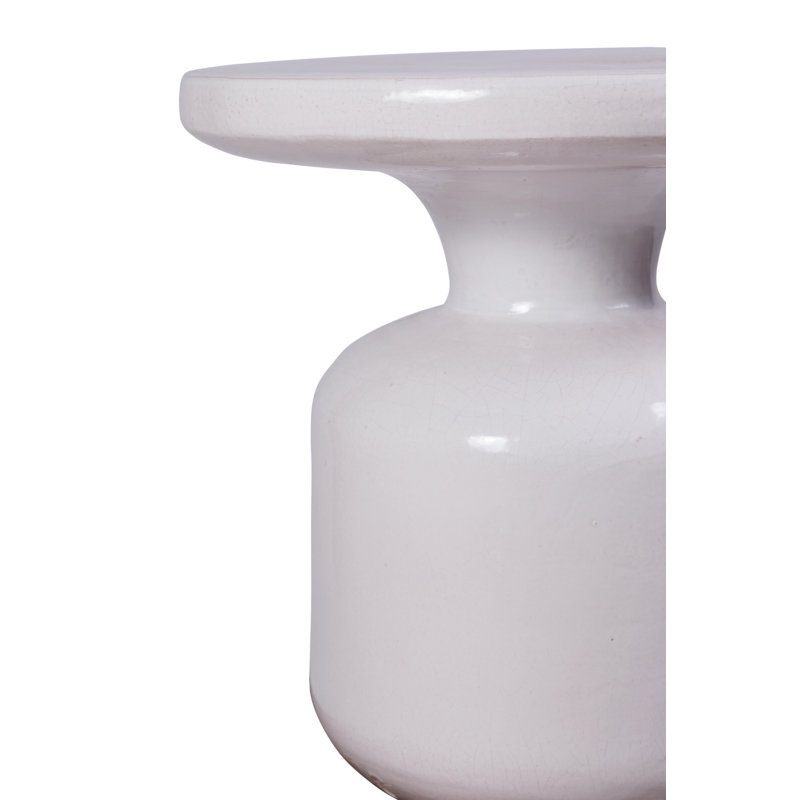 Bottle Outdoor Round Side Table, Linen Semi Gloss