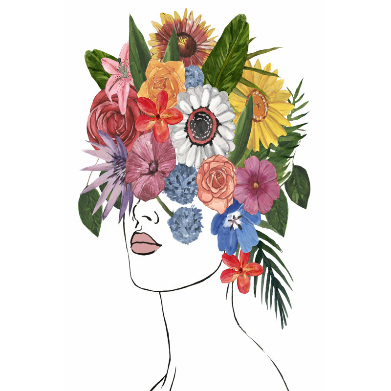 «Flower Lady I» par Annie Warren - peinture sur toile tendue, H 30 po x l 20 po