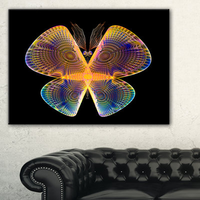 « blue yellow fractal papillon », impression sur toile foncée