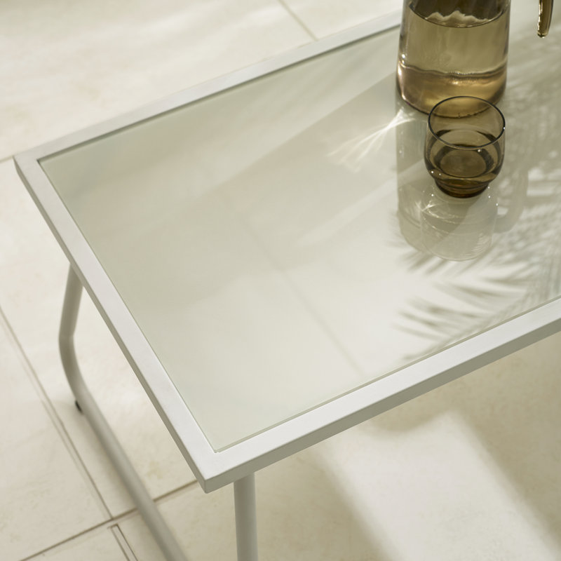 Samekia Galvanised Steel Garden Lounge Sofa Seating Set With Table - Retro Vintage Stylish Patio, Cream