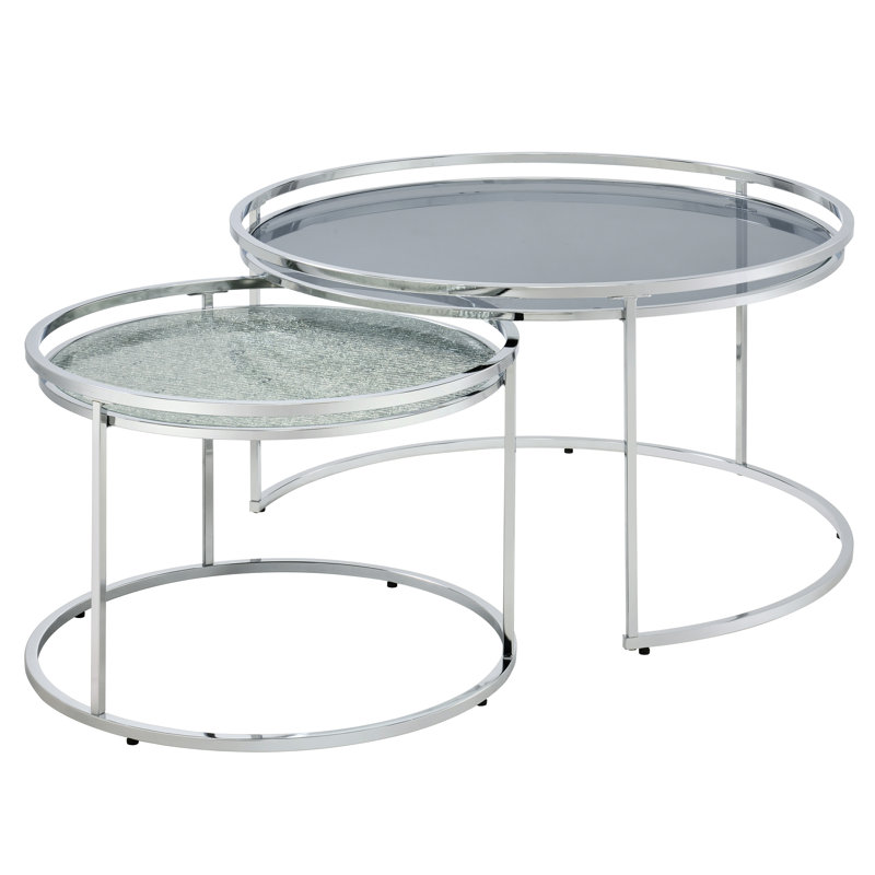 Autley Glass Top Nesting Coffee Table, Gray