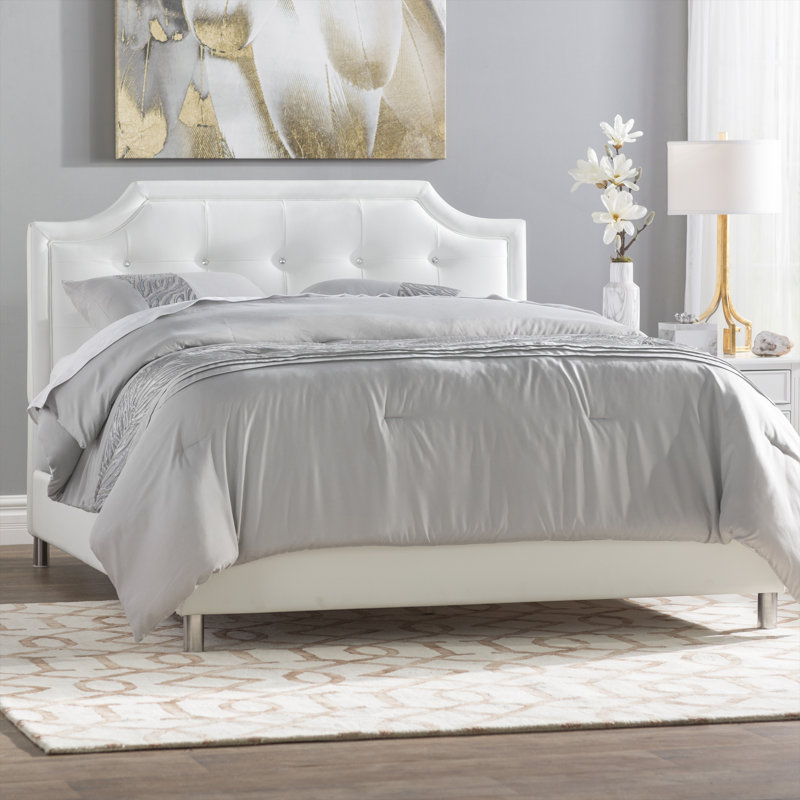 Abrams Vegan Leather Platform Bed, Full, White