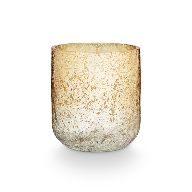 Noble Holiday Winter White Small Crackle Glass Candle, Small Radiant Glass