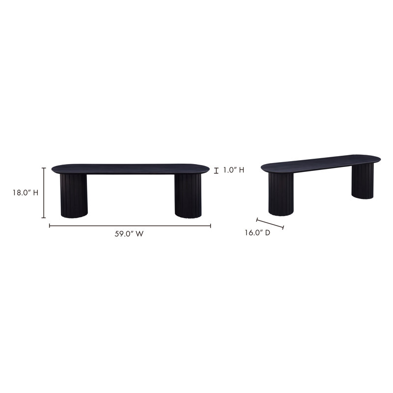 Povera Solid Wood Bench, Black