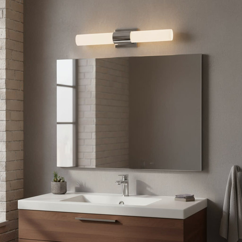 Portia 24.5" Integrated LED Bath Vanity Fixture w/ Etched Opal Glass, Chrome