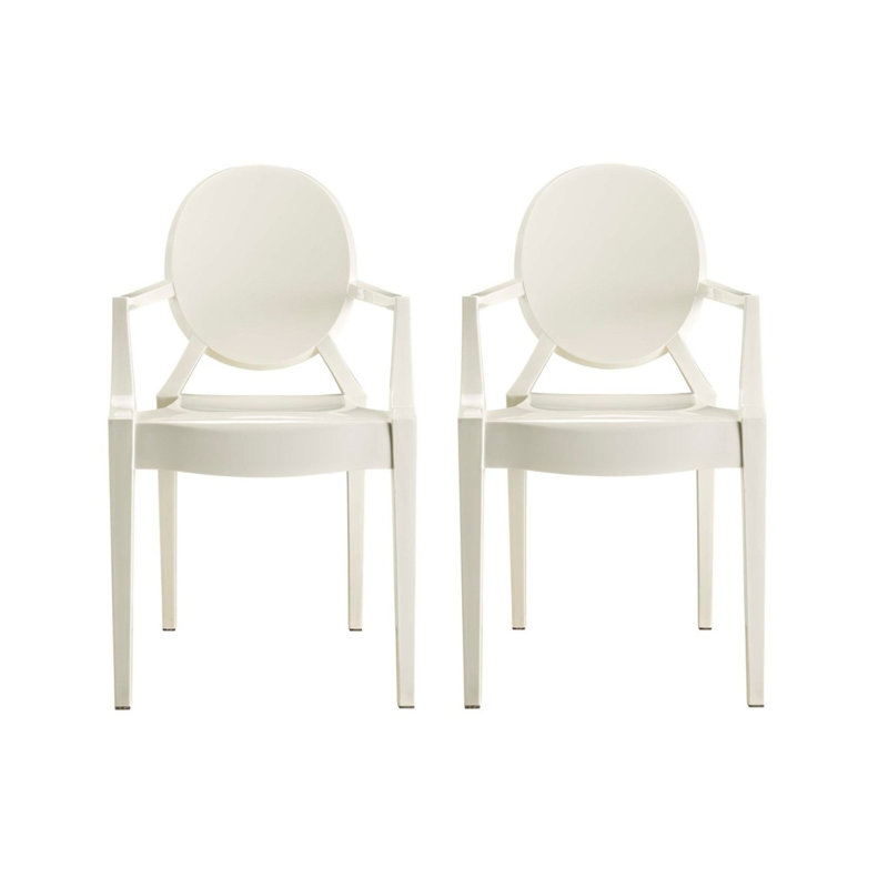 Chaise avec accoudoirs Rydel King Louis, Blanc