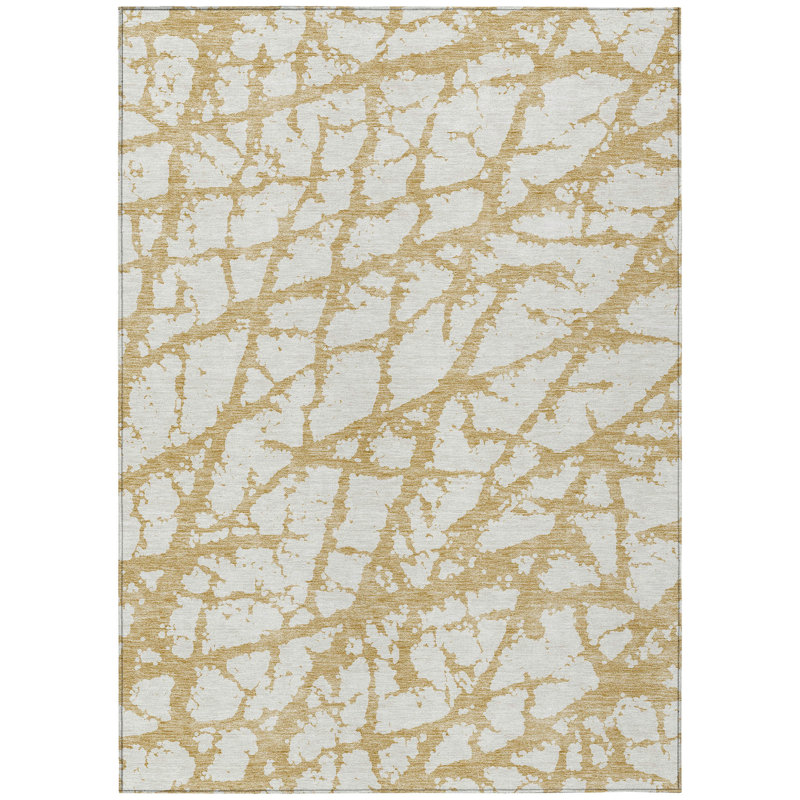 Tapis intérieur lavable abstrait doré 9 pi x 12 pi