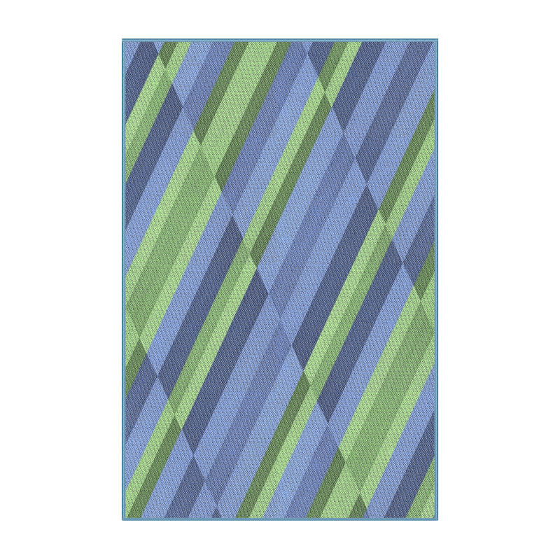 Tapis bleu/vert tissé à la machine, Tapis de couloir 2 pi x 5 pi