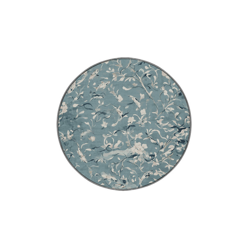 Machine Washable Gray Area Rug, Round 6'