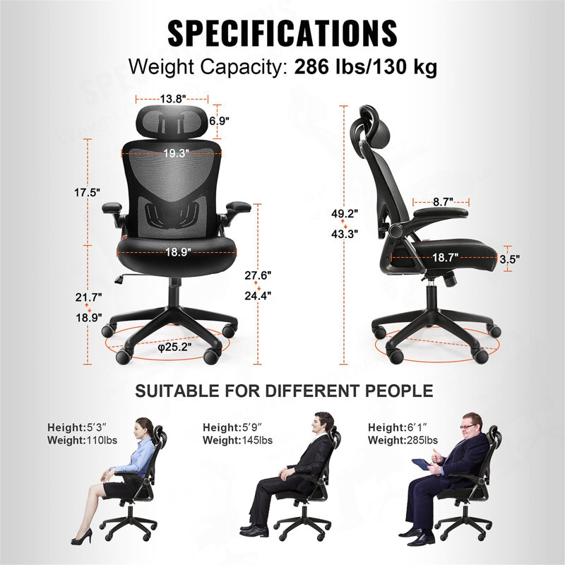 Chaise de bureau ergonomique avec repose-tête Saiden
