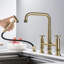 Robinet de cuisine en acier inoxydable à 4 poignées avec robinet rotatif Bridge-84790802