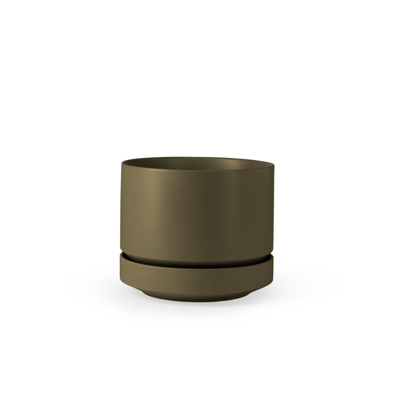 Pot à fleurs en céramique Byer, H 7,5 po x l 8,75 x P 8,75, Olive