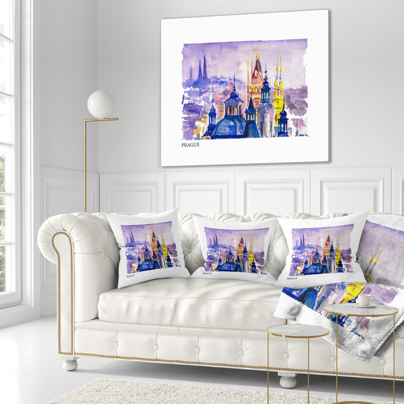Coussin Cityscape Prague, 16 po x 1 po, Carré
