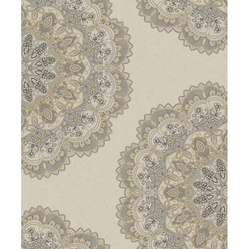 Dolphus 10m x 52.07cm Textured Metallic Finish Paste the Wall Wallpaper Roll, Beige/Gold/Brown