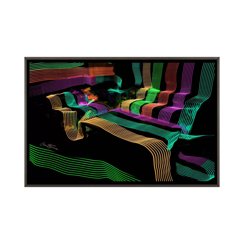 Lumières DEL 4 de Ben Heine-impression d’art graphique, Toile encadrée de bois rustique foncé, Pas de tapis