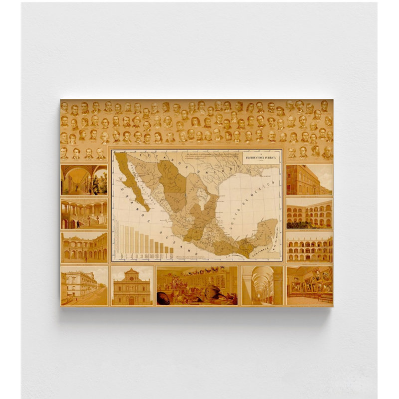Éducation du public au Mexique, impression d'affiche de l'histoire du Mexique, carte de l'Amérique centrale, décoration murale éducative, art mural de classe espagnole