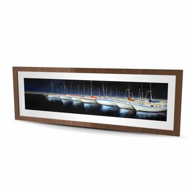 Bateaux de pêche à la marina - reproduction encadrée mate pour la décoration
