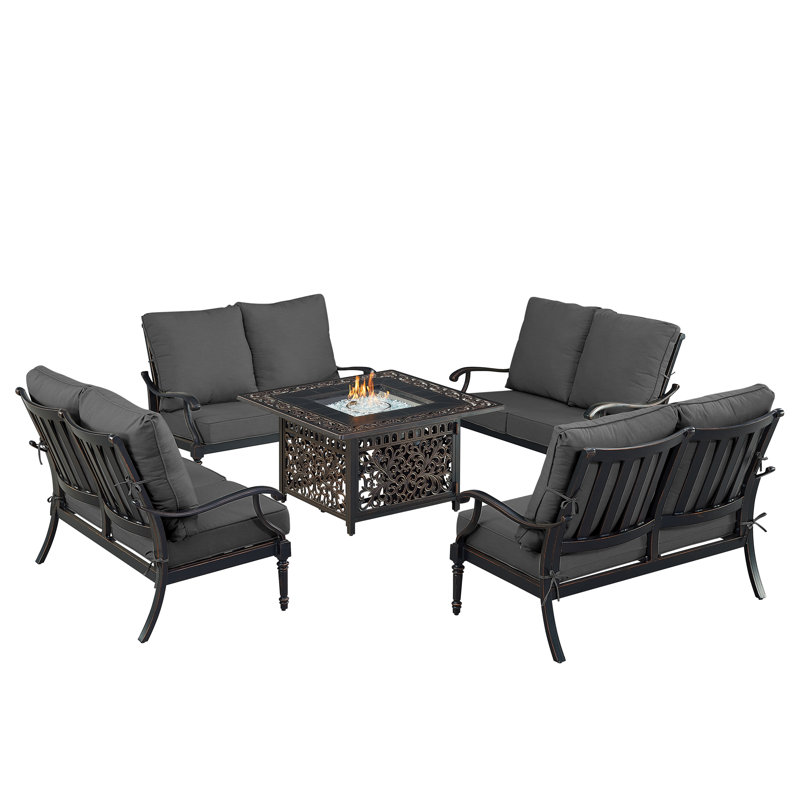 Paigton 8 - Person Patio Conversation Set with Cushions, Black