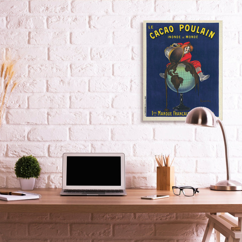 Publicité rétro de chocolat cacao rétro, dessert parisien, Toile tendue, H 40 po x l 30 po