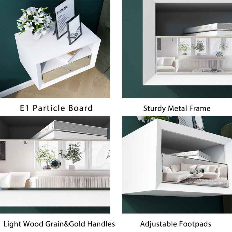 Modern Floating Bedroom Nightstand with Storage Drawer and Open Shelf