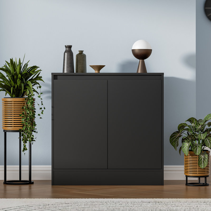 Buffet Cabinet With Storage, Coffee Bar Cabinet With 2 Doors And Adjustable Shelf, Modern Kitchen Buffet Sideboard For Living Room, Kitchen, Black