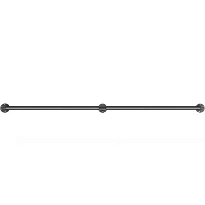 Pipe Stair Handrail, 5FT Staircase Handrail, 440LBS Load Capacity Carbon Steel Pipe Handrail, Industrial Pipe Handrail with Wall Mount Support, Round Corner Wall Handrailings for Indoor, Outdoor