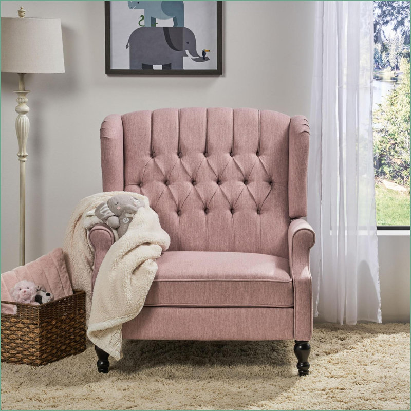 Fauteuil inclinable surdimensionné inclinable avec garniture cloutée | Tissu rosé