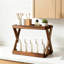Organisateur de tablette de comptoir en bois, support de rangement en bois à deux niveaux pour accessoires de bar à café, organisateur de support à épices de cuisine, chariot à condiments pour la maison, le bureau et le comptoir de salle de bain