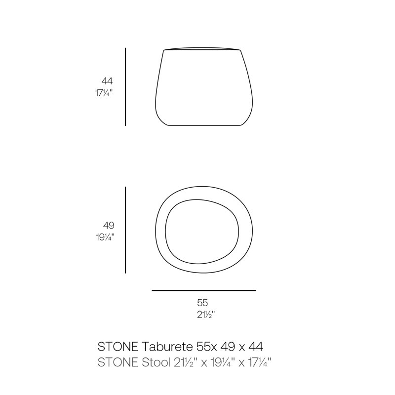 Stone Low Stool, White