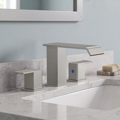 Waterfall Widespread Bathroom Faucet with Drain Assembly