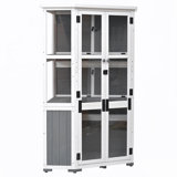 63" Height Garden Wood Storage Cabinet Mini Greenhouse Cold Frame Outdoor Tool Storage Shed with Waterproof-Roof and Lockable Door