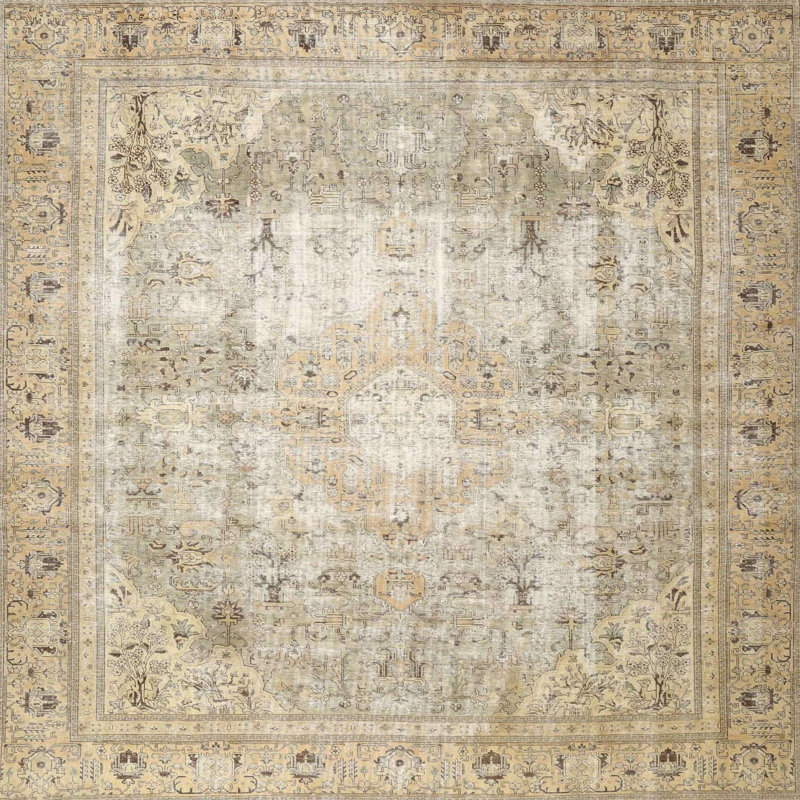 Tapis oriental beige / gris / brun Ezmae, Carré 3 pi